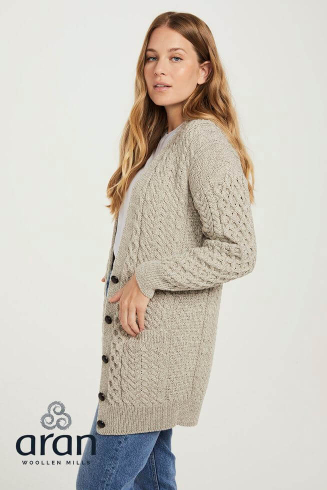 Irische Damen Strickjacke Long Cardigan M