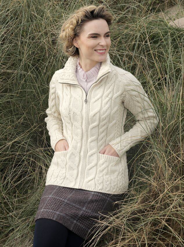 Irische Supersoft Damen Strickjacke mit Reißverschluß L