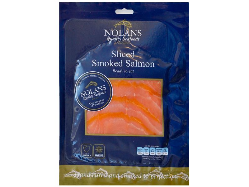 Lachs aus Irland, mild geräuchert, 200g, geschnitten. Lachs aus Irland, mild geräuchert, 200g, geschnitten.