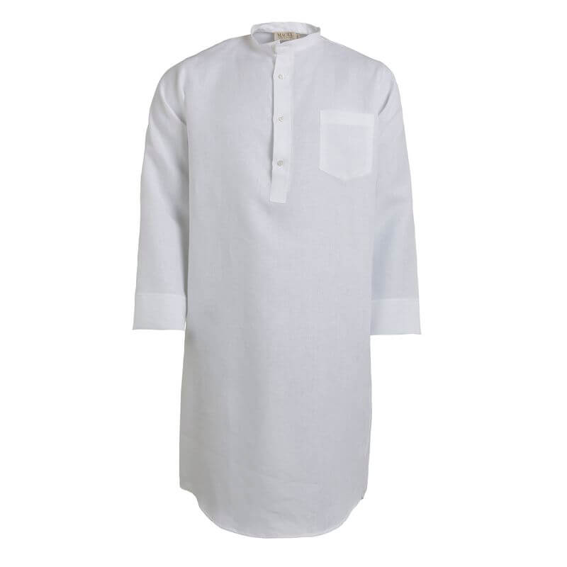 Original Leinen-Grandfather Nachthemd aus Irland, unisex, in weiß S