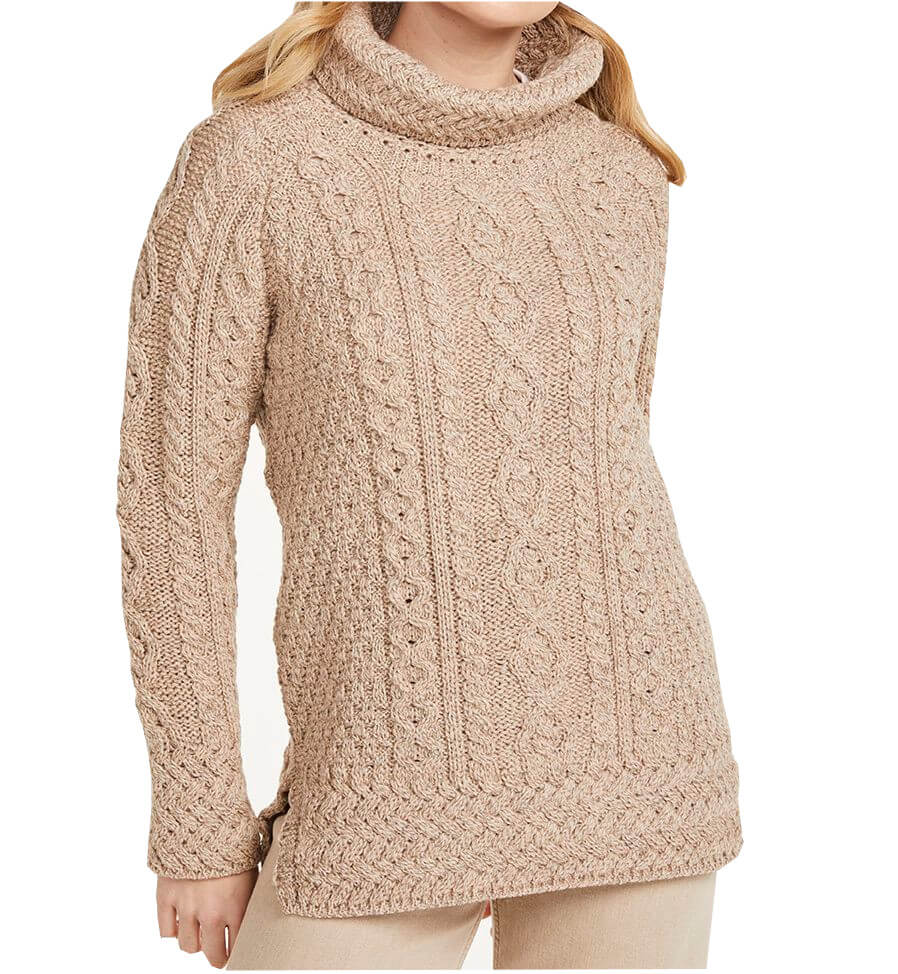 Damenpullover aus 100% Wolle, beige M Damenpullover aus 100% Wolle, beige M