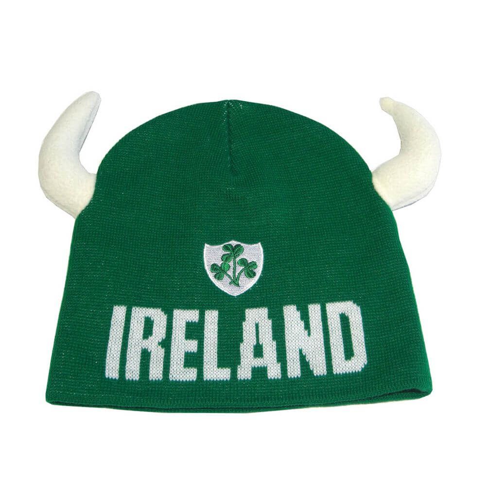 Irland Party Strickmütze mit Hörnern Einheitsgröße