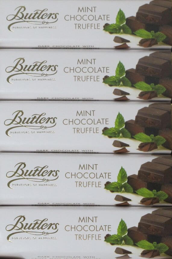 Butlers Irish Schokoladenriegel mit Minzcreme-Trüffelfüllung  10 x75g MHD: 29.01.2026 Butlers Irish Schokoladenriegel mit Minzcreme-Trüffelfüllung  10 x75g MHD: 29.01.2026