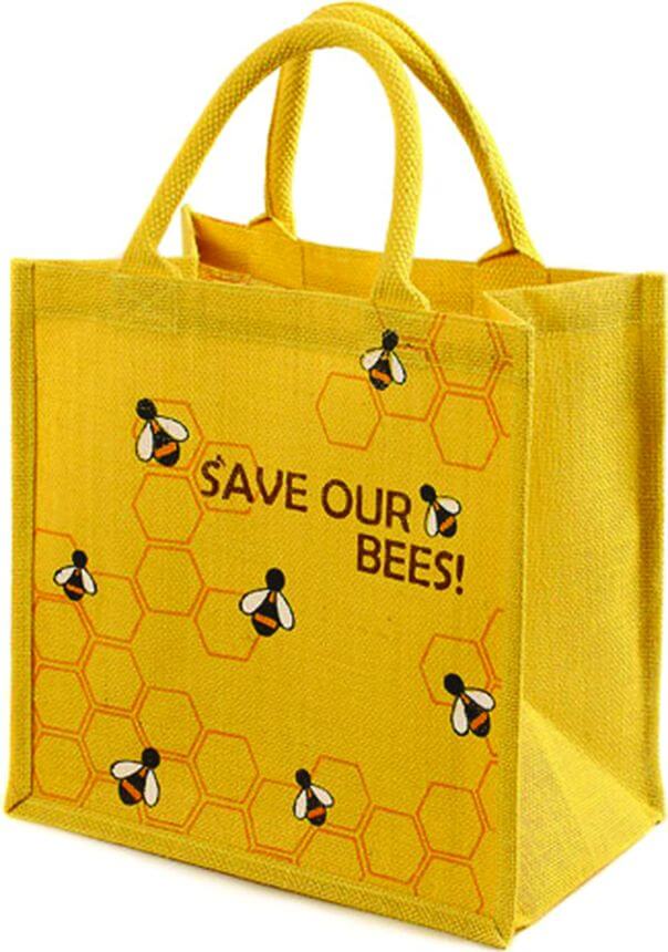 Irland SAVE OUR BEES!-Bienen-Einkaufstasche in gelb aus Jute