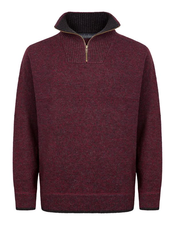 Irischer Troyer Pullover aus Lammwolle Mélange Rouge XXL