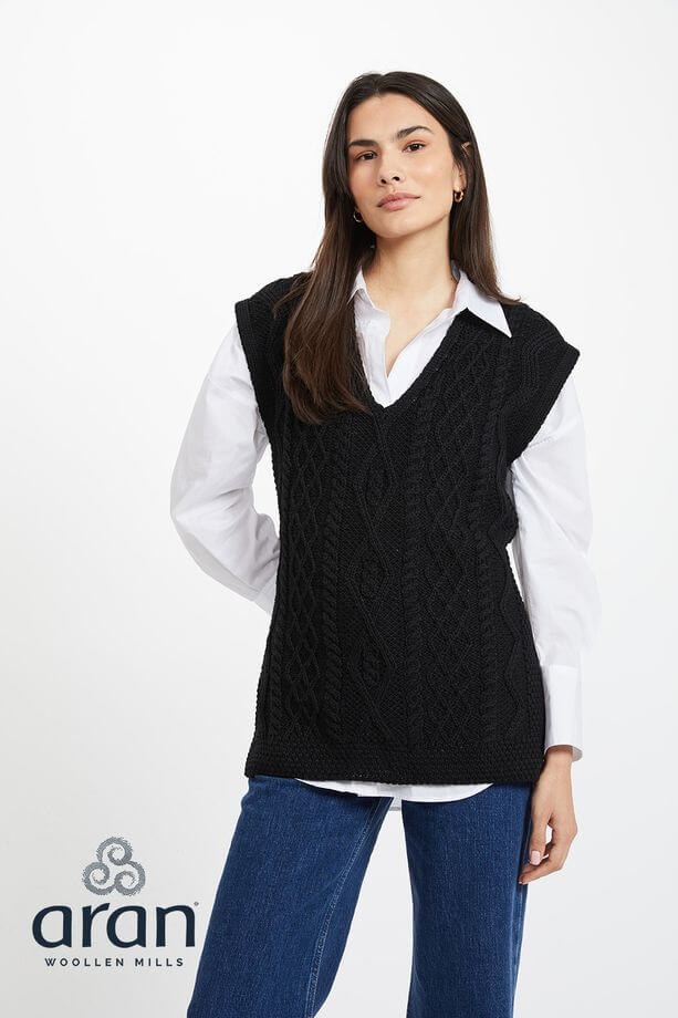 Irische Strickweste für Damen aus Merinowolle XL