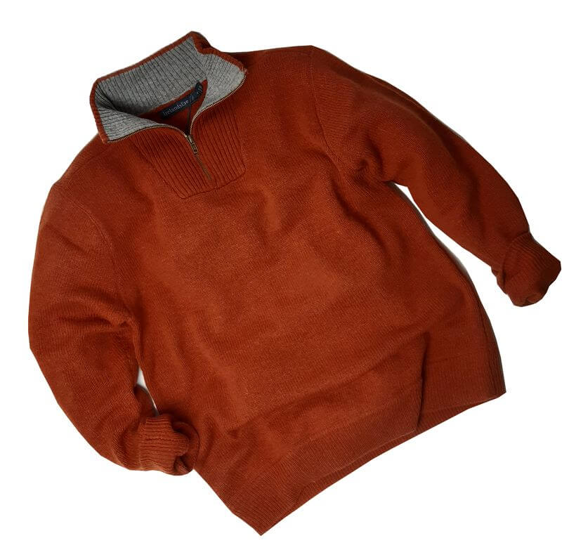 Irischer Troyer Pullover aus Lammwolle Herbstlaub XXL