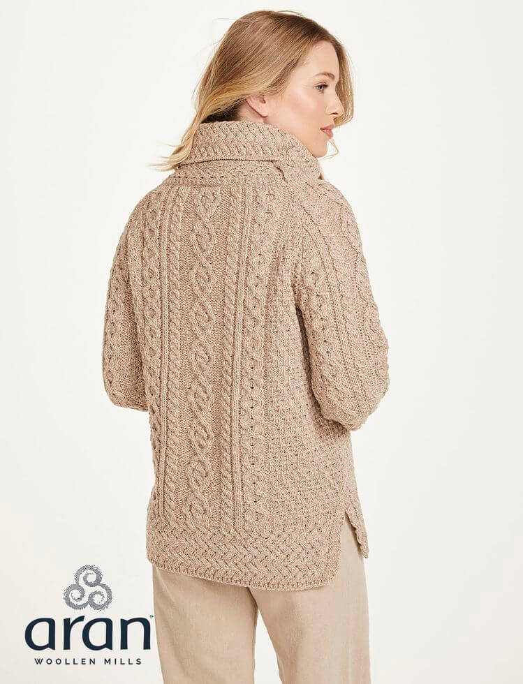 Damenpullover aus 100% Wolle, beige M Damenpullover aus 100% Wolle, beige M