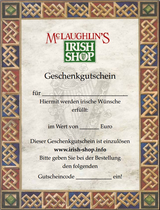 25 EUR Geschenk-Gutschein von McLaughlin's Irish Shop