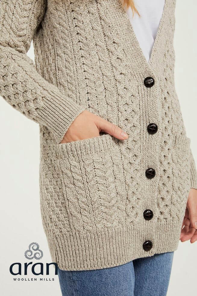 Irische Damen Strickjacke Long Cardigan L