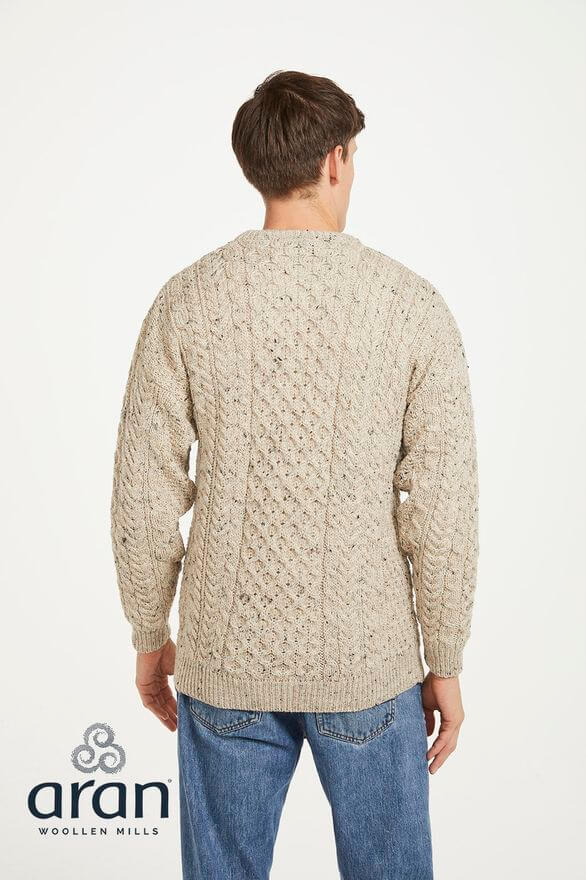 Irischer Aran Pullover gestrickt aus 100% Schurwolle XL
