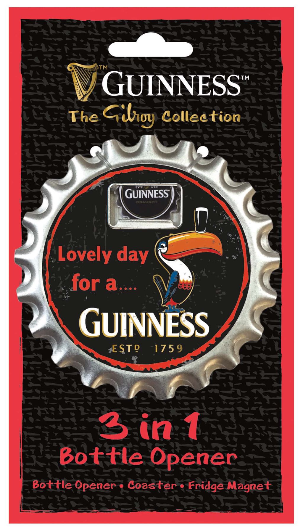 Der Multifuntionale Guinness Flaschenöffner mit Tukanmotiv
