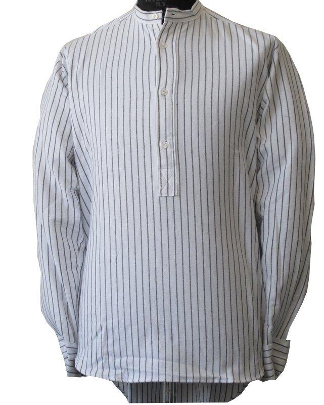 Grandfather Shirt. Original Stehkragenhemd aus Irland. Schwarzweiss M
