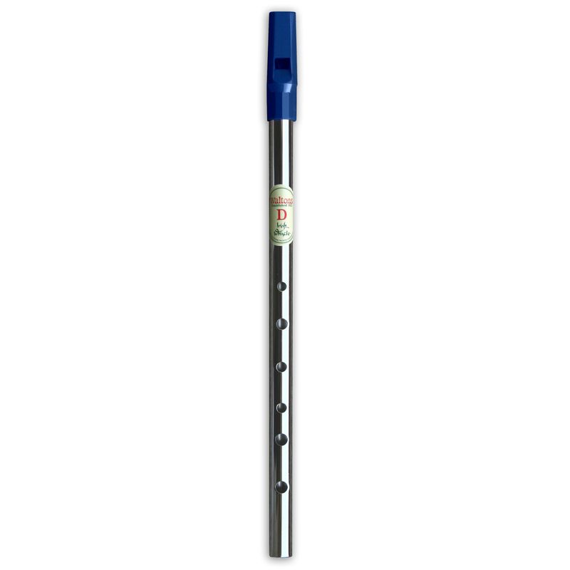 Irische Flöte aus vernickeltem Metall mit blauem Mundstück