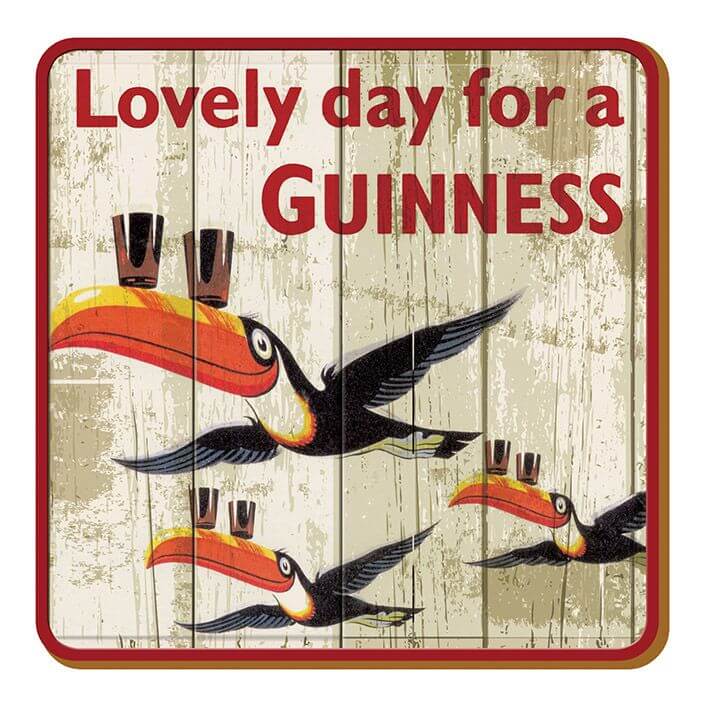 Guinness Holzuntersetzer im Used Look, Flying Toucans