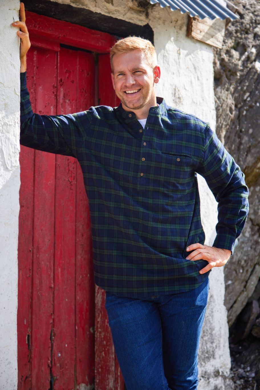 Grandfather Shirt. Original Stehkragenhemd aus Irland von Lee Valley. M