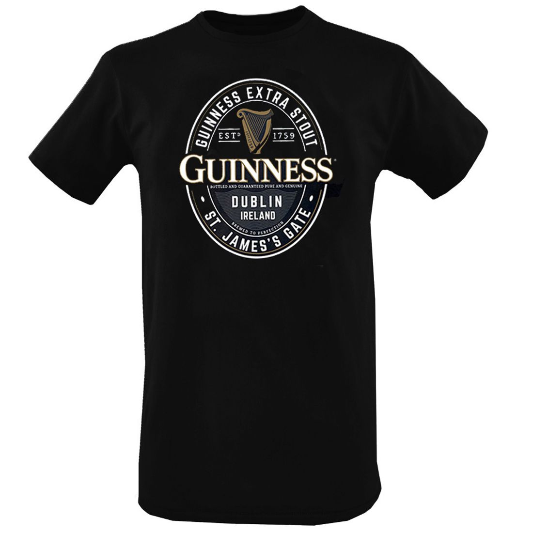 Guinness T-Shirt. Schwarz Goldharfe M