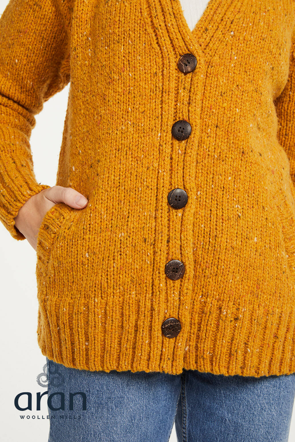 Irische Strickjacke für Damen aus Donegal Tweedwolle XL