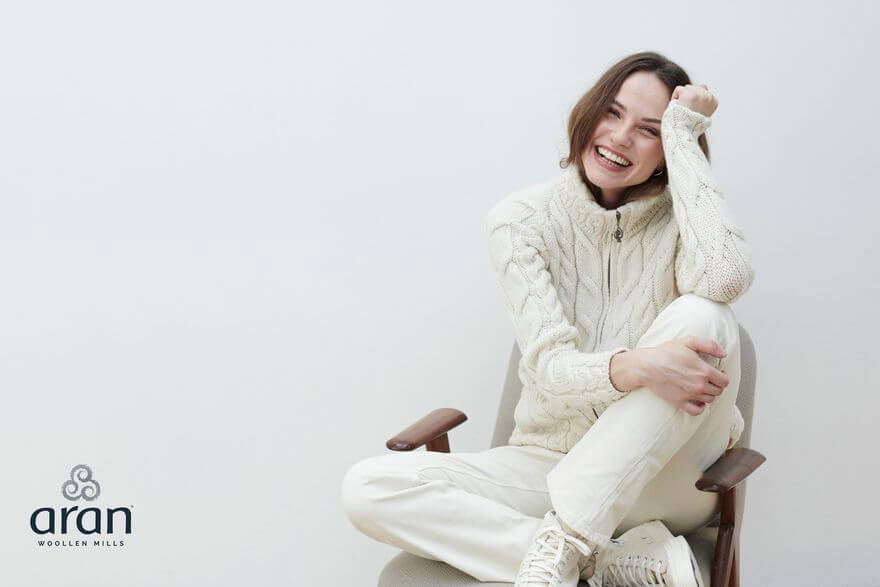 Irische Supersoft Damen Strickjacke mit Reißverschluß L