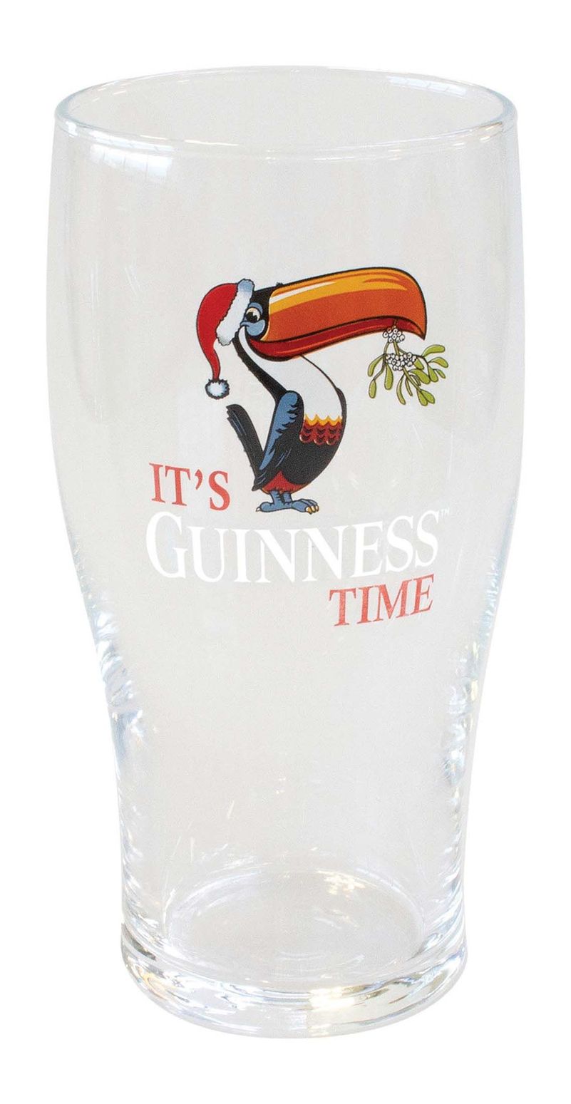Guinness Pint Glas Weihnachtsmotiv Tukan