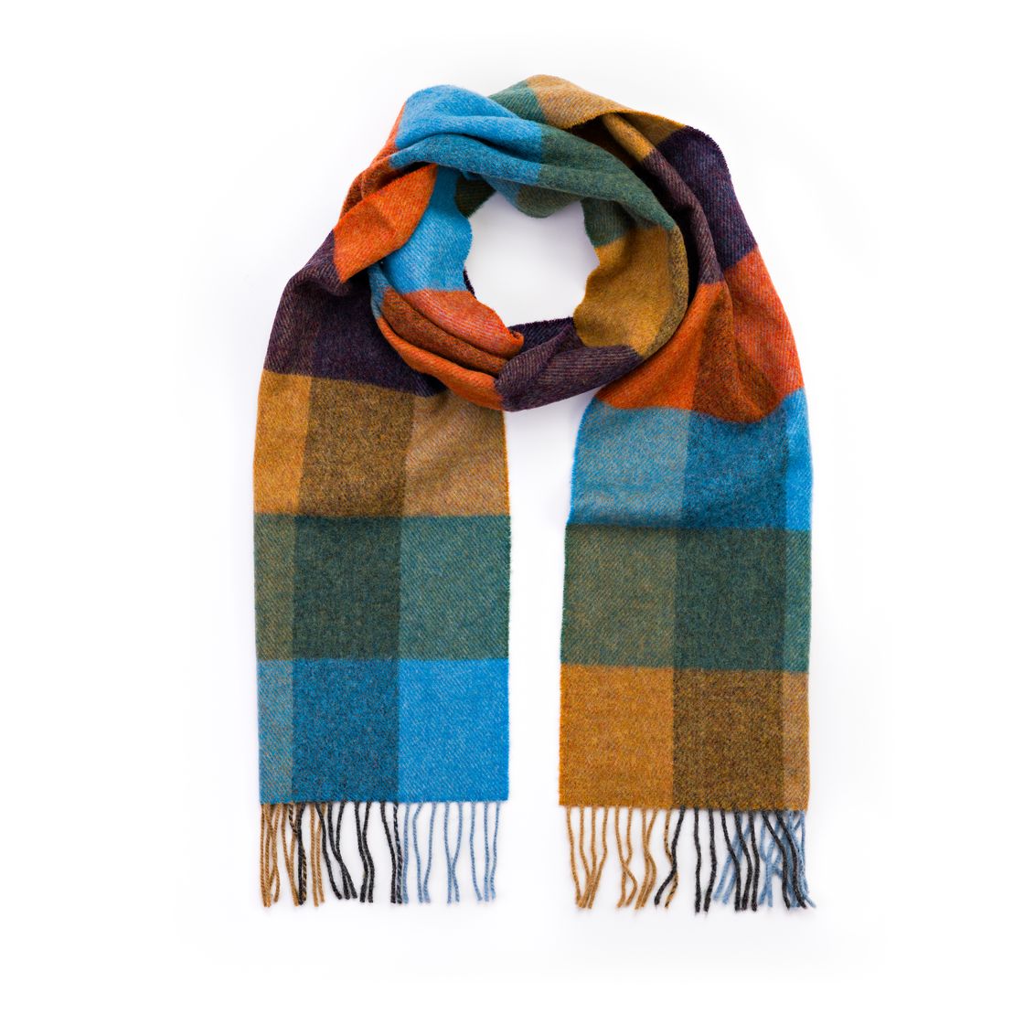 Irischer Hanly-Webschal mehrfarbig mit Blockmuster