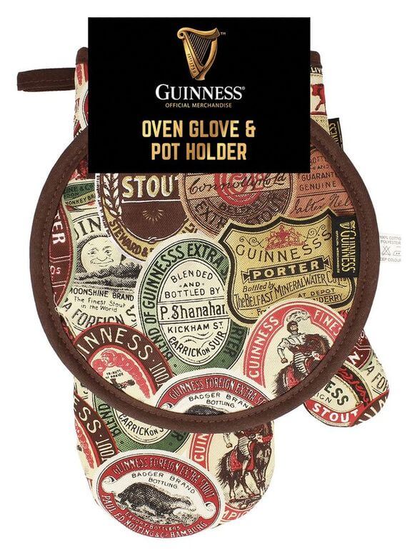 Guinness Ofenhandschuh & Topflappen Set aus der Archive Label Serie