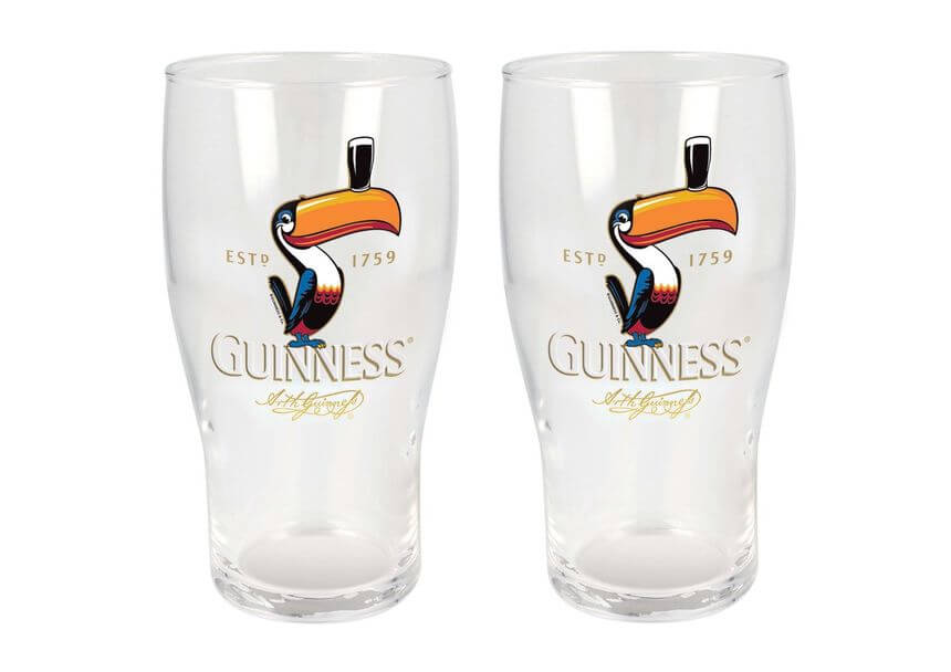Zwei Guinness Gläser Tukan Motiv zum Setpreis