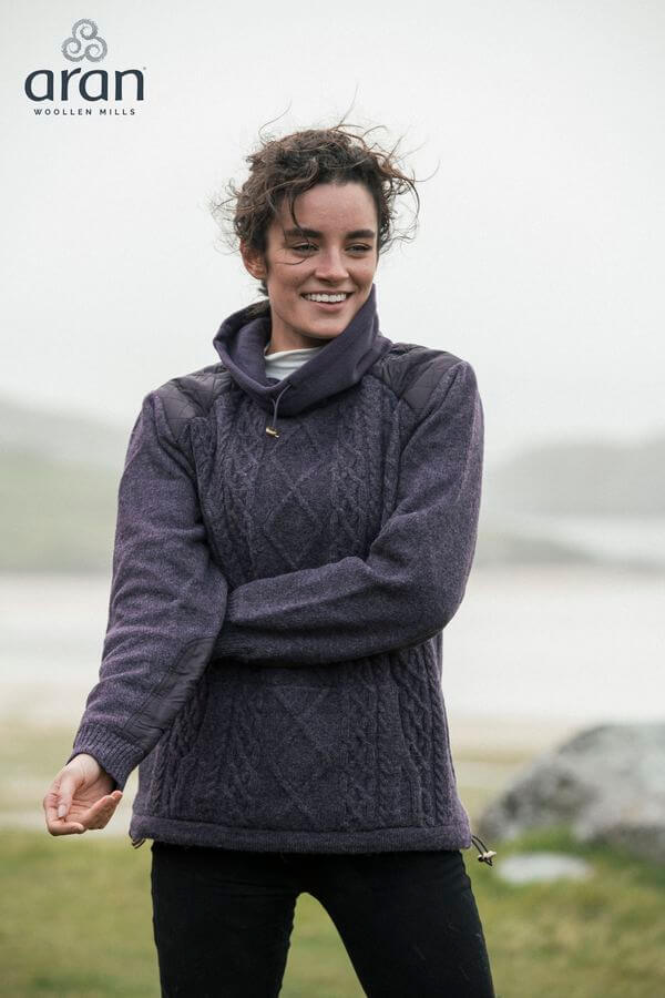 Irischer Damen Pullover aus Shetland-Wolle mit Baumwoll-Innenfutter XL