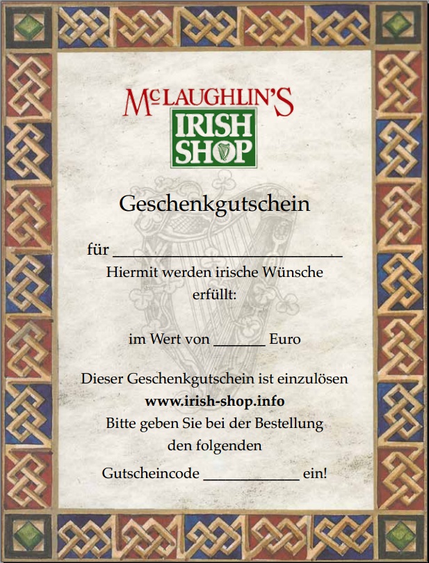 75 EUR Geschenk-Gutschein von McLaughlin's Irish Shop