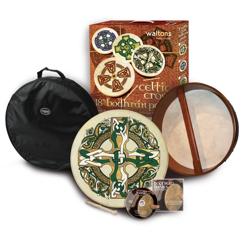 Waltons Bodhrán 18" Celtic Cross, Rahmentrommel-Set