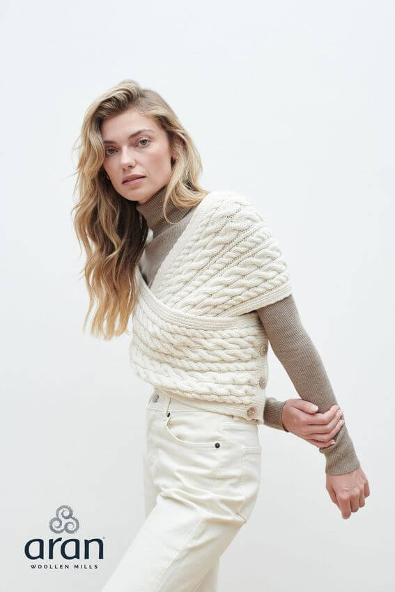 Gestrickter, Irischer Pull-over für Damen aus Merinowolle.opt Gestrickter, Irischer Pull-over für Damen aus Merinowolle.opt