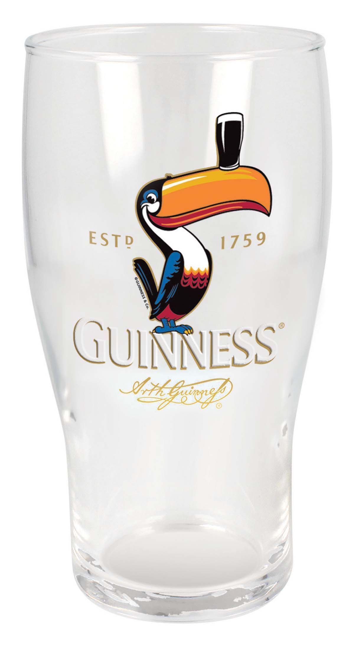 Guinness Pint Glas Tukan mit Guinness Logo m. kleinem Fehler