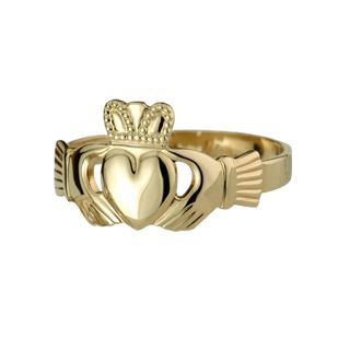 Gold Claddagh Ring in massiver Ausführung. 14K-Gold ( Gold 585 ). 61 (19,2 mm Durchmesser)