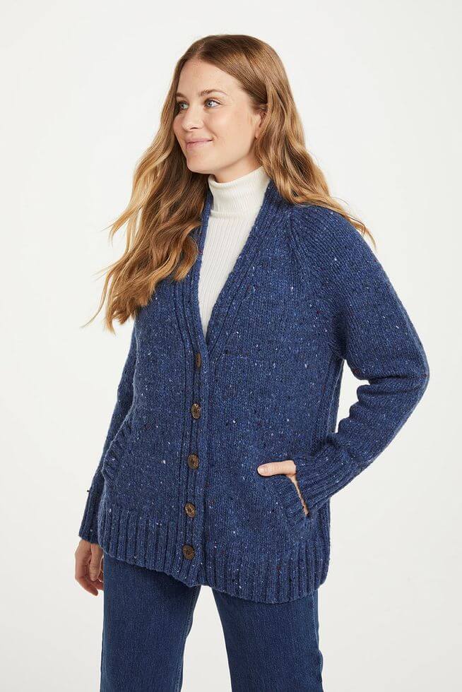 Irische Strickjacke für Damen aus Donegal Tweedwolle L