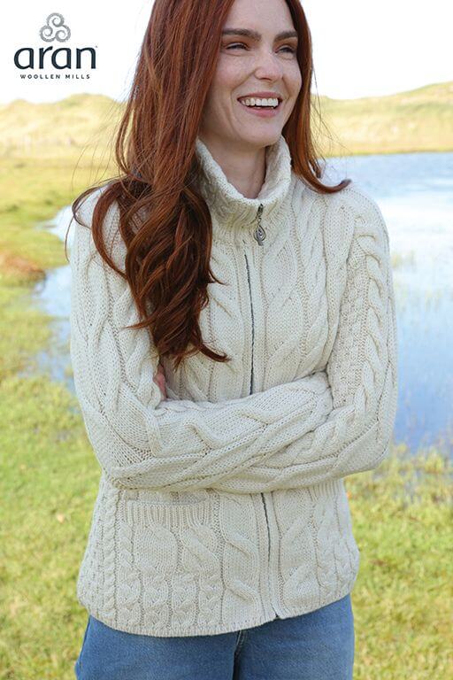 Irische Supersoft Damen Strickjacke mit Reißverschluß L