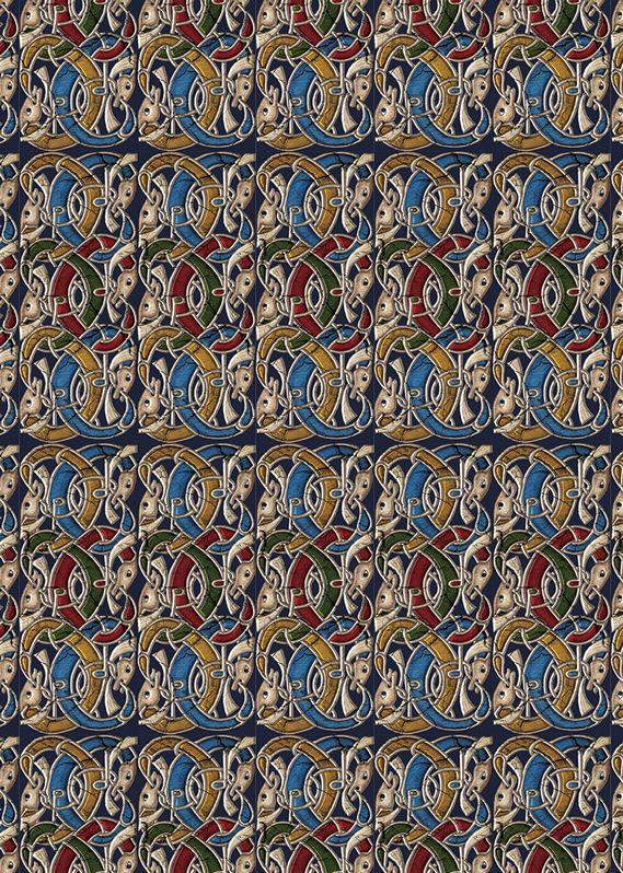 Irisches Geschenkpapier mit keltischem Tiermuster