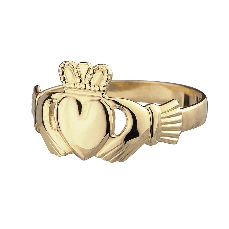 Filigraner, irischer Goldring mit Claddagh Symbol. 14K-Gold ( Gold 585 mit Stempel ) 45 (14,2 mm Durchmesser)