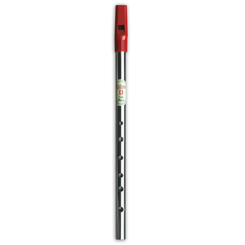 Irische Flöte, vernickelt, Tonart D, rotes Mundstück