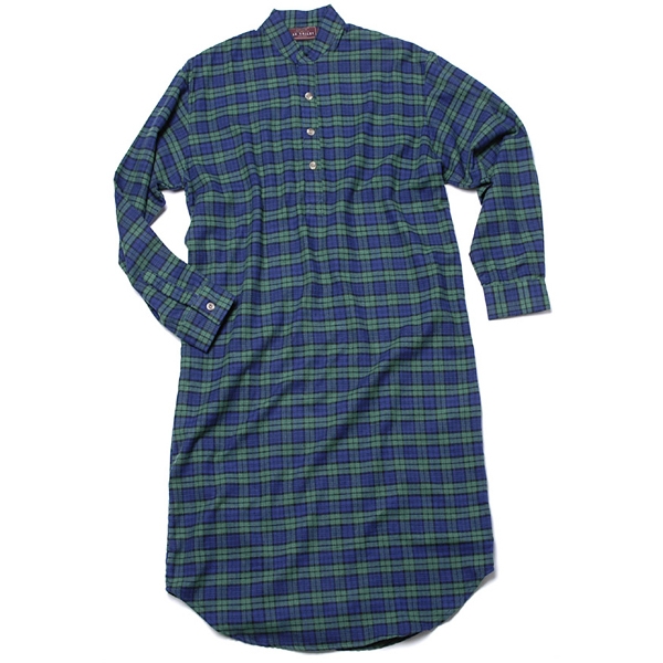 Irisches Nachthemd, Baumwollflanell, blau-grünkariert. XL