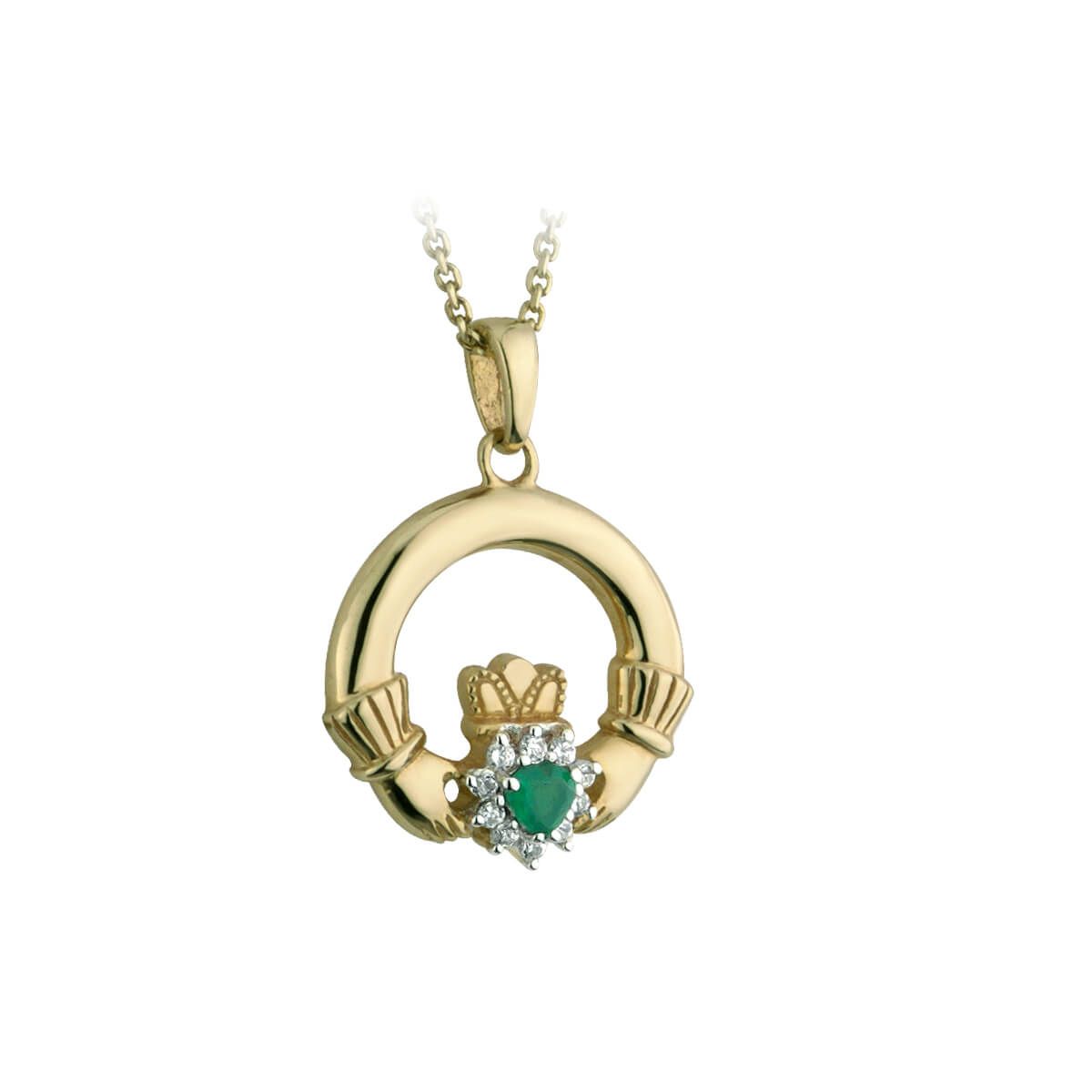 Schmuckanhänger Claddagh mit Stein Einheitsgröße