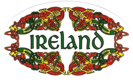 Ovalförmiger Irland-Aufkleber mit keltischem Muster