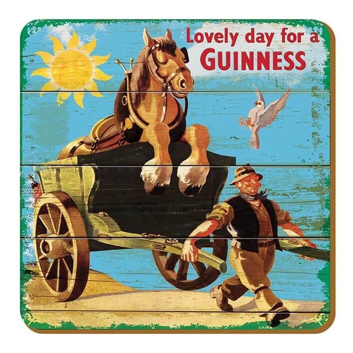 Guinness Untersetzer im Used Look. Motiv:Horse on a Carriage
