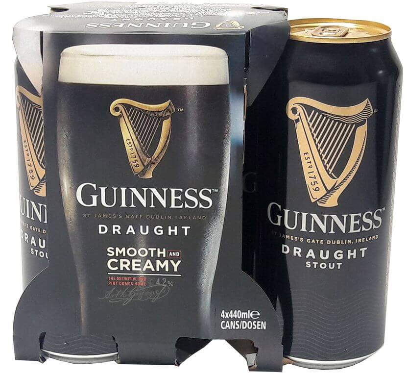 Guinness Bier in Dosen, 4 x 0,44L Dosen. 6,99 zzgl Dosenpfand 4 Dosen