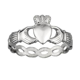 Irischer Claddagh Ring mit keltischem Knotenband 47 ( 14,8mm Durchmesser )