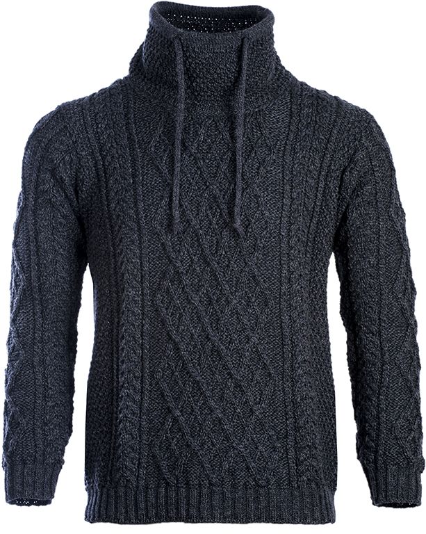 Irischer Aran Pullover im Hoodie Look XXL