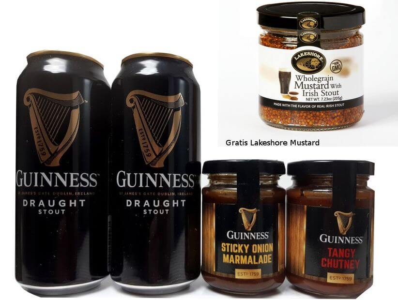 Guinness Bier und Dips-Präsentset aus Irland mit GRATIS Lakeshore Mustard
