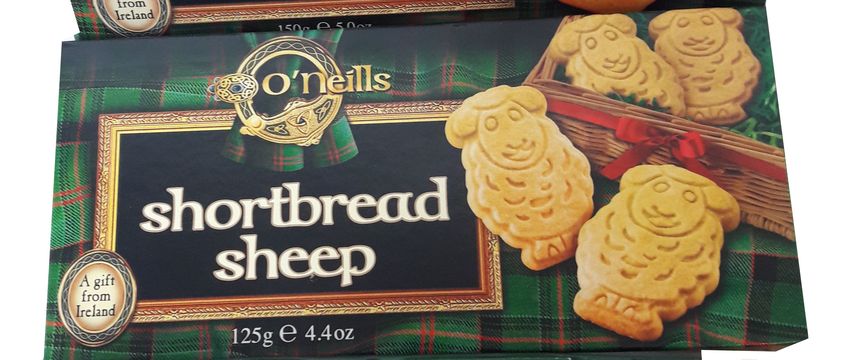 Irische Shortbread Kekse in Schäfchen Form mit Verpackungsfehler