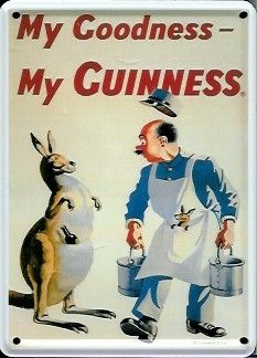 Guinness Blechschild und Magnet.Kangaroo