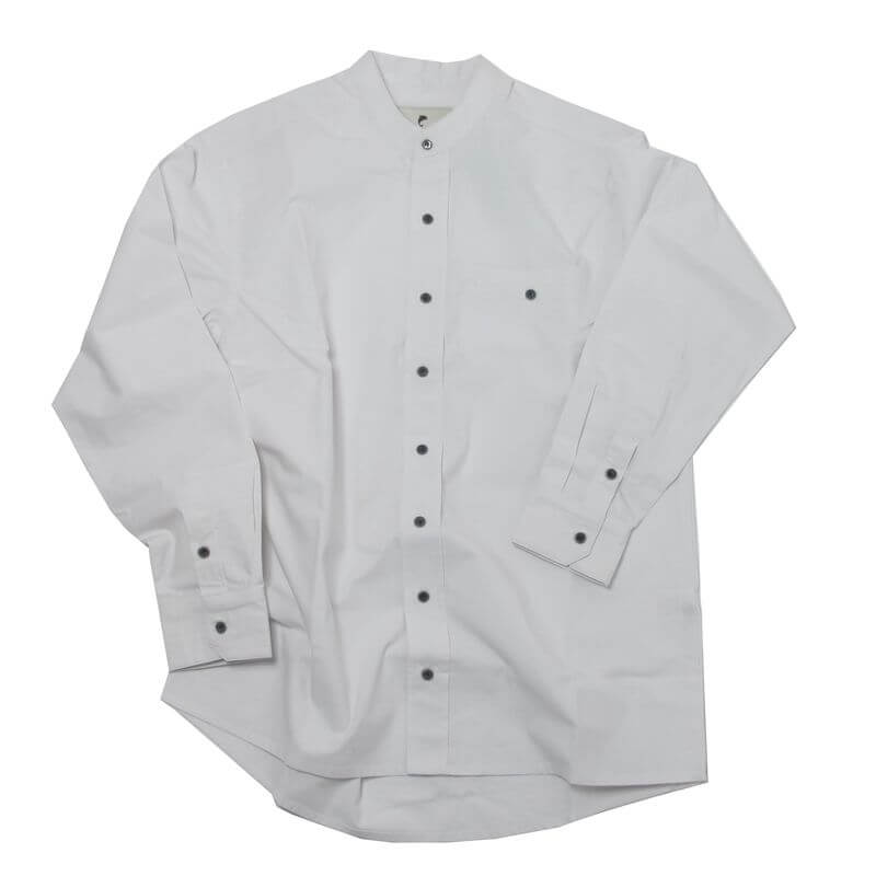 Irisches Herrenhemd aus glatter Baumwolle. Stehkragen. Klassisch Weiß XXL