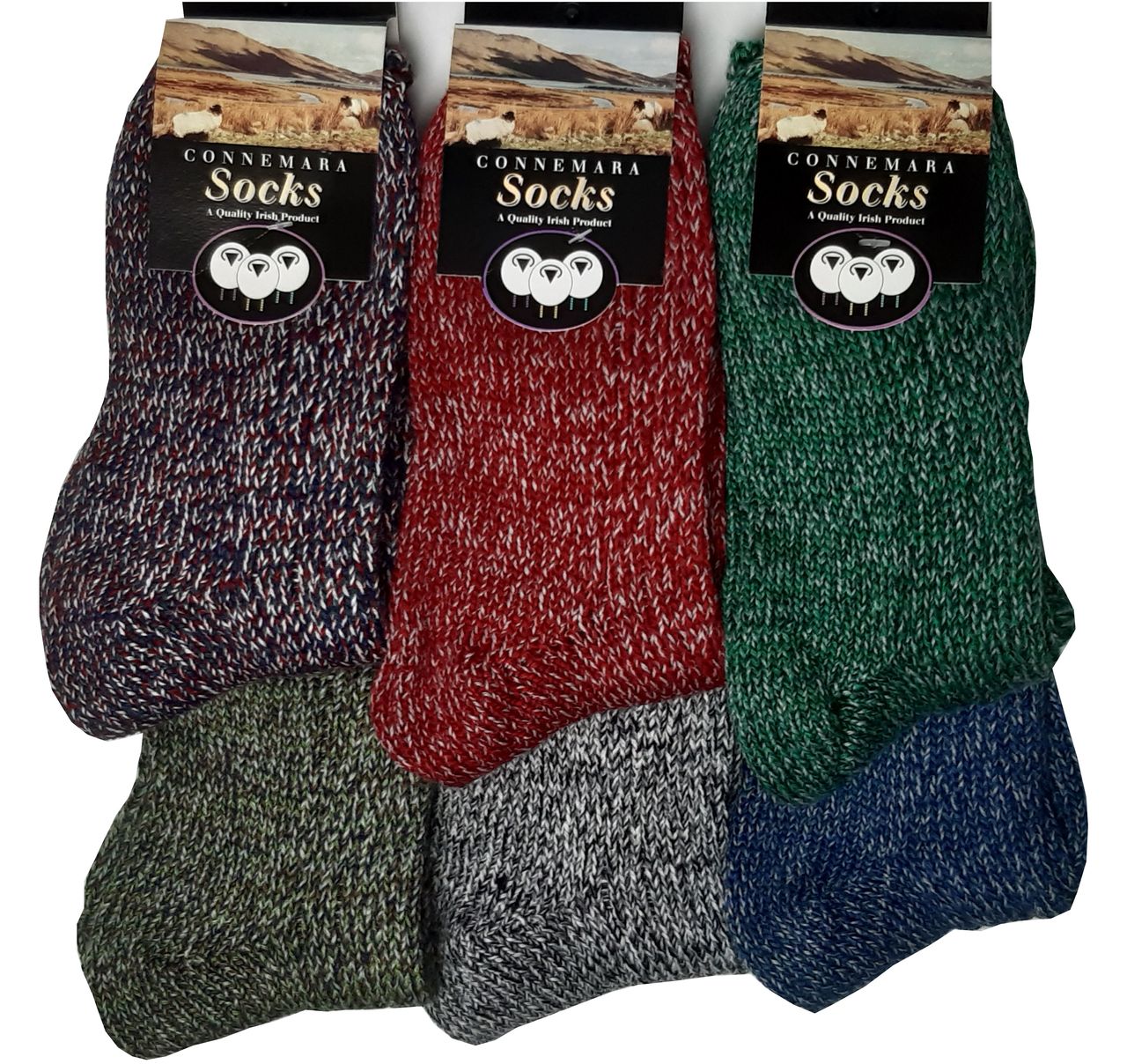 Irische Wollsocken für Damen und Herren. Beigemeliert M